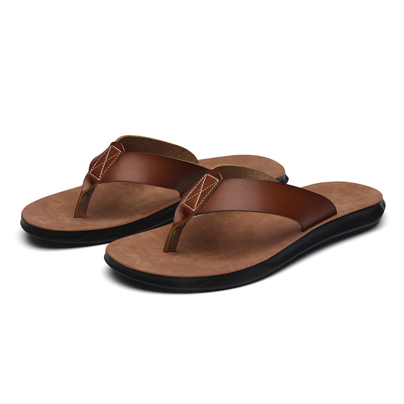 Flip Flop Leather Men - 38-47 صندل إيطالي جديد من الجلد
