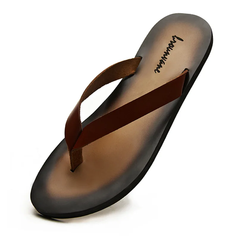 Flip Flop Leather Men - الكلاسيكية جلد طبيعي رجالي النعال 2026