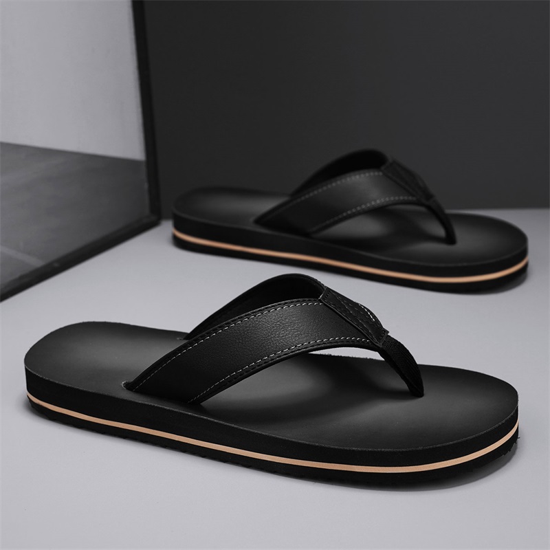 Flip Flop Leather Men - صندل رجالي كلاسيكي من الجلد الصناعي