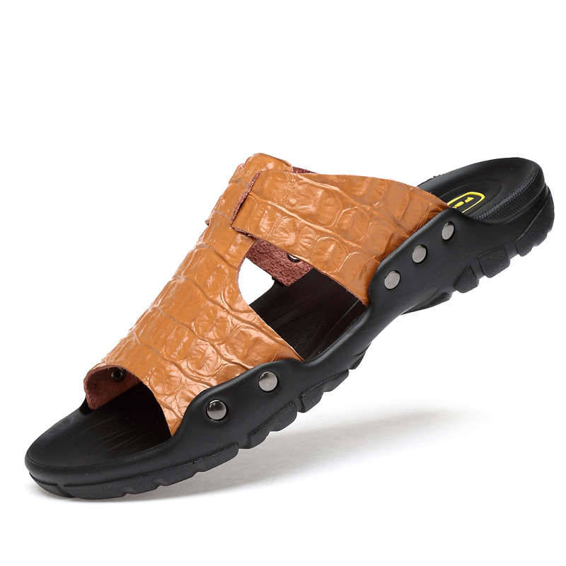 Flip Flop Leather Men - الصنادل الجلدية الرجال شبشب مريح رجل