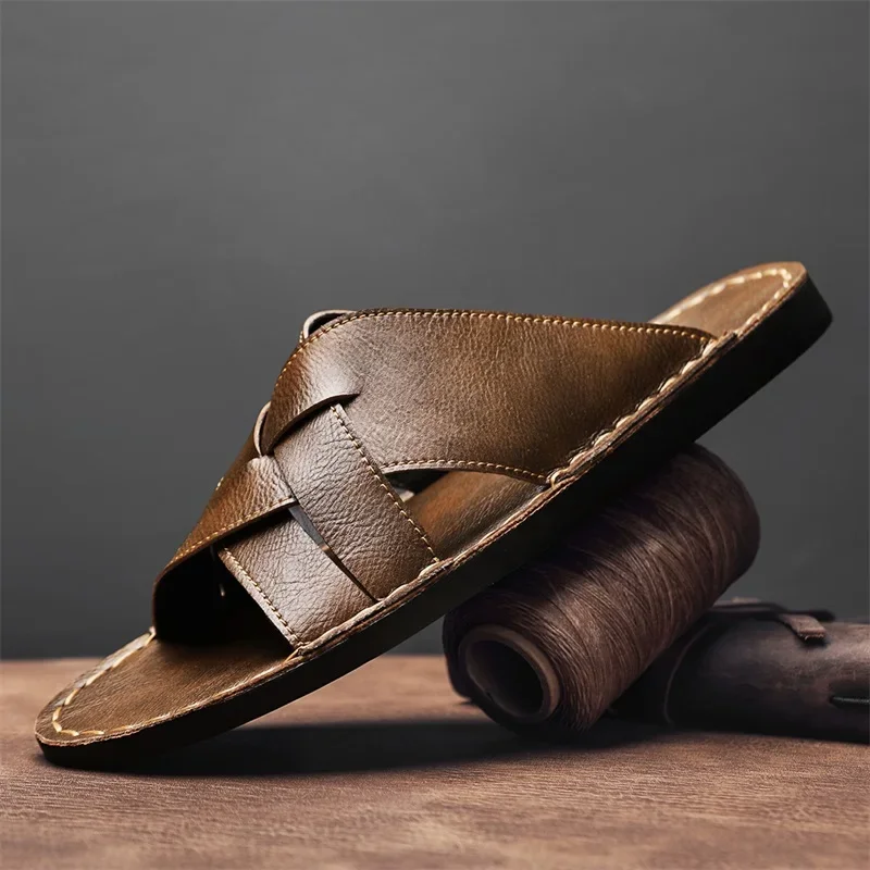 صنادل رجالية كاجوال من الجلد ا - مراجعة Flip Flop Leather Men وسعره