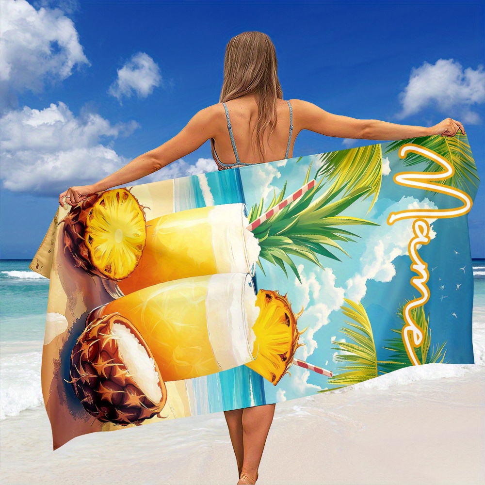 منشفة شاطئ مخصصة بالاسم/النص،  - مراجعة Beach Towel Large وسعره