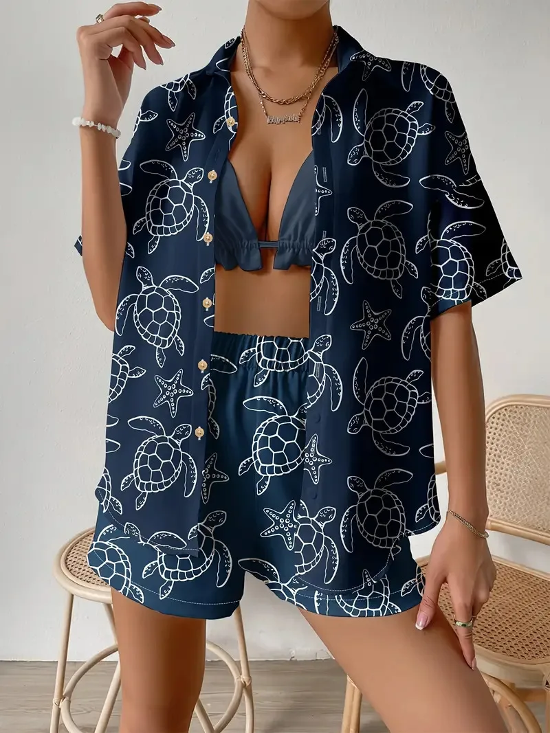 موضة طباعة عطلة الشاطئ 2 قطعة  - مراجعة Shirt Camp Collar وسعره