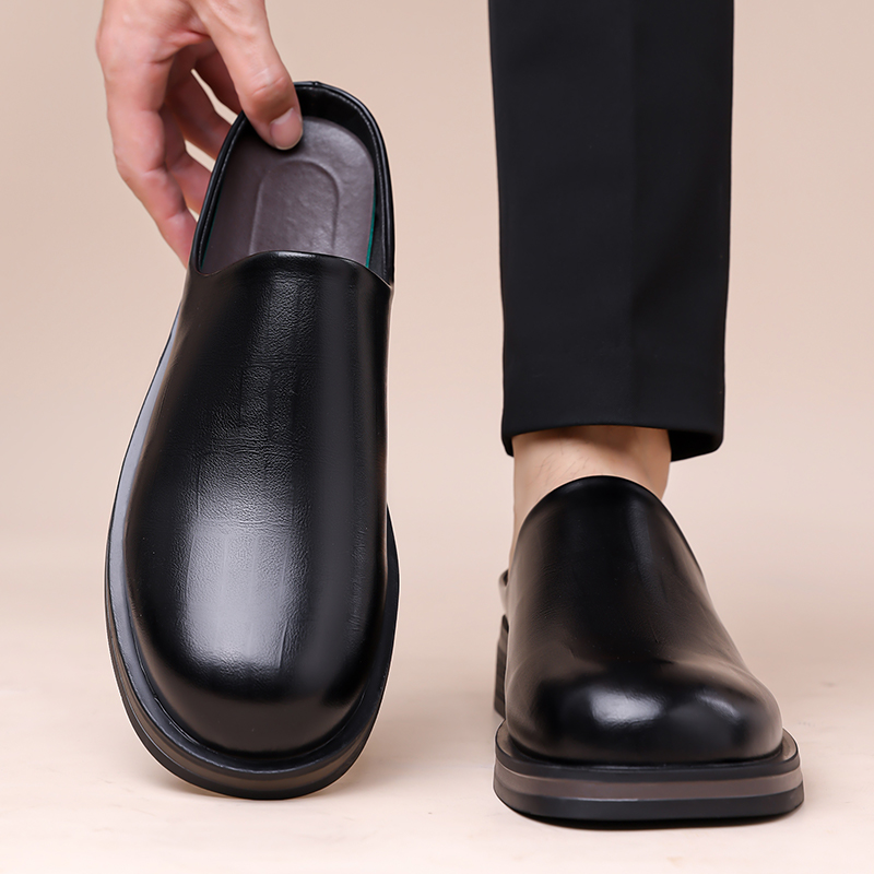 أحذية رجالية نصفية بدون كعب، أ - مراجعة Flip Flop Leather Men وسعره