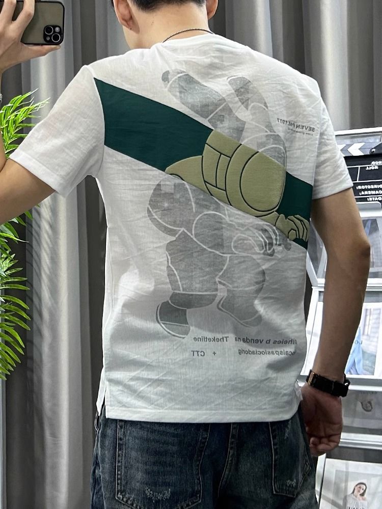 تيشيرت رجالي برسومات بيضاء ، ت - مراجعة Short Linen Drawstring وسعره