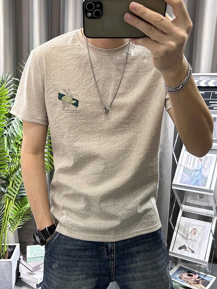 تيشيرت رجالي برسومات بيضاء ، ت - مراجعة Short Linen Drawstring وسعره